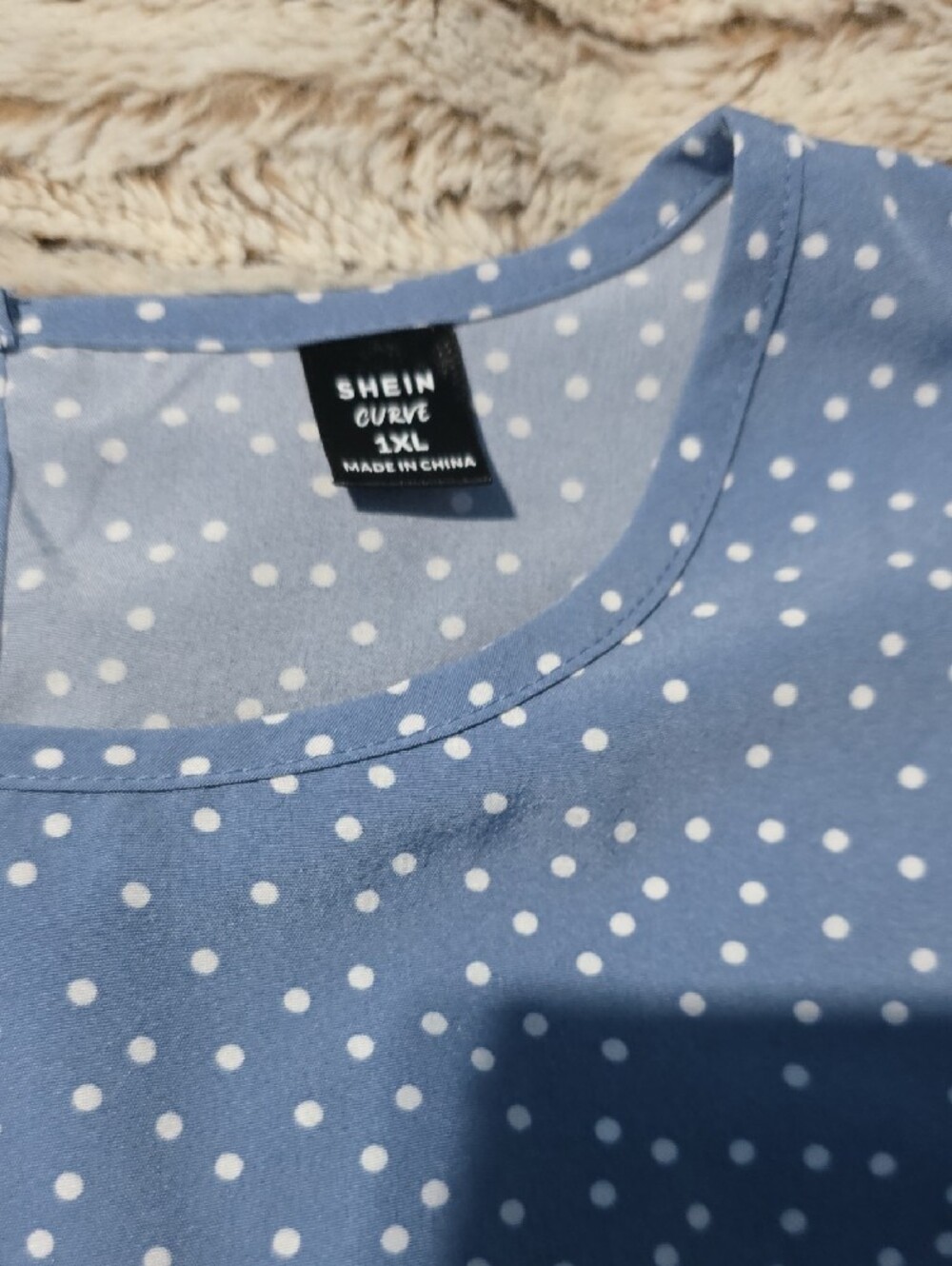 SHEIN Light Blue Polka Dot Crewneck Top - Picture 3 of 6